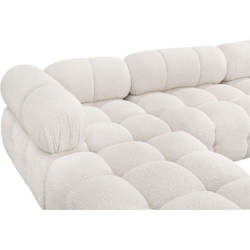 Meridian Furniture Ames Cream Boucle Fabric Modular Sectional