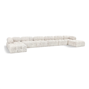 meridian furniture ames cream boucle fabric modular sectional