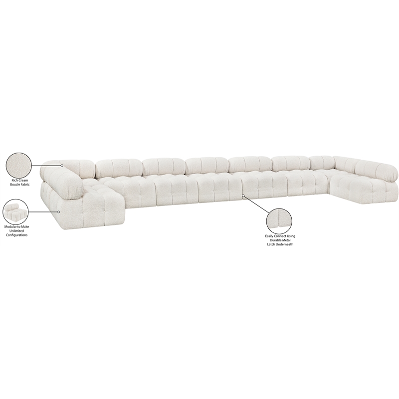 Meridian Furniture Ames Cream Boucle Fabric Modular Sectional