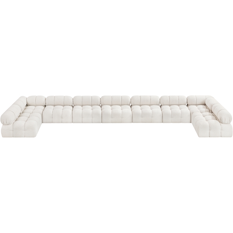 Meridian Furniture Ames Cream Boucle Fabric Modular Sectional