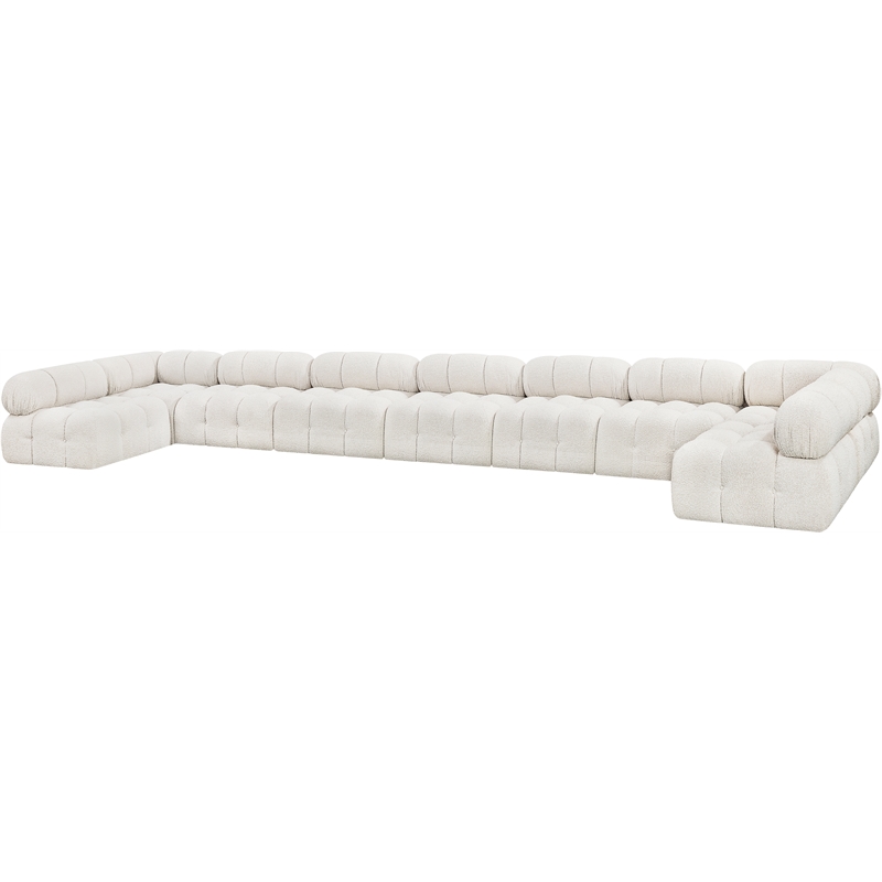Meridian Furniture Ames Cream Boucle Fabric Modular Sectional
