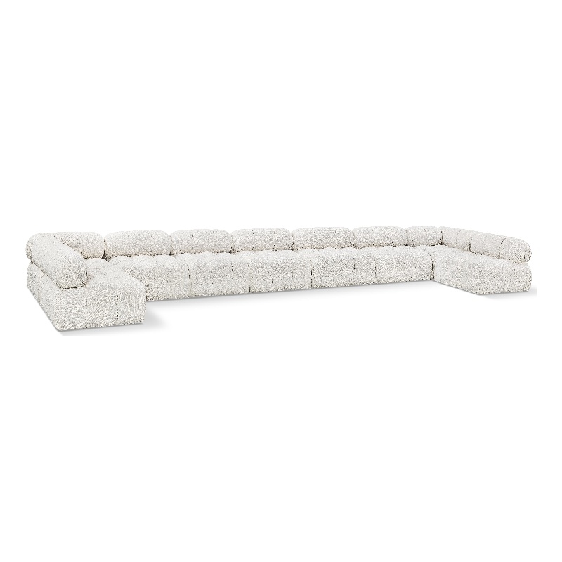 Meridian Furniture Ames Cream Boucle Fabric Modular Sectional