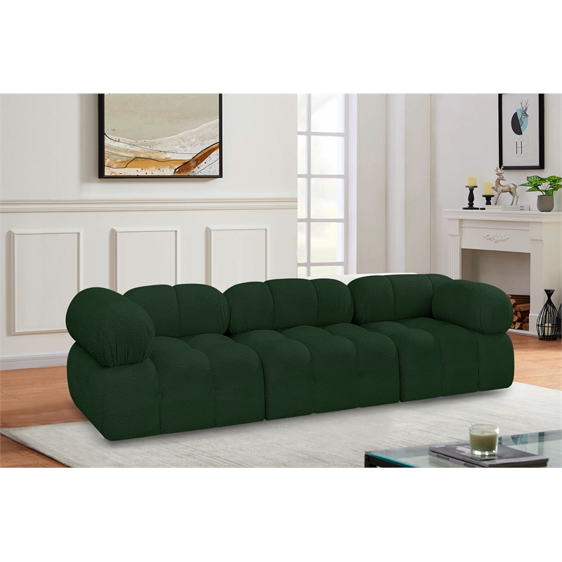 Meridian Furniture Ames Green Boucle Fabric Modular Sofa