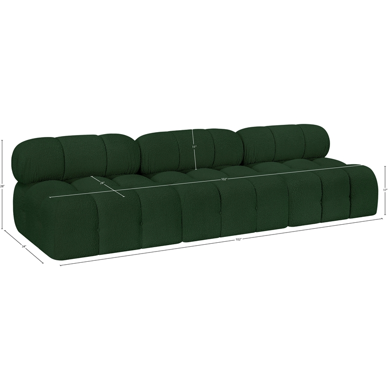 Meridian Furniture Ames Green Boucle Fabric Modular Sofa