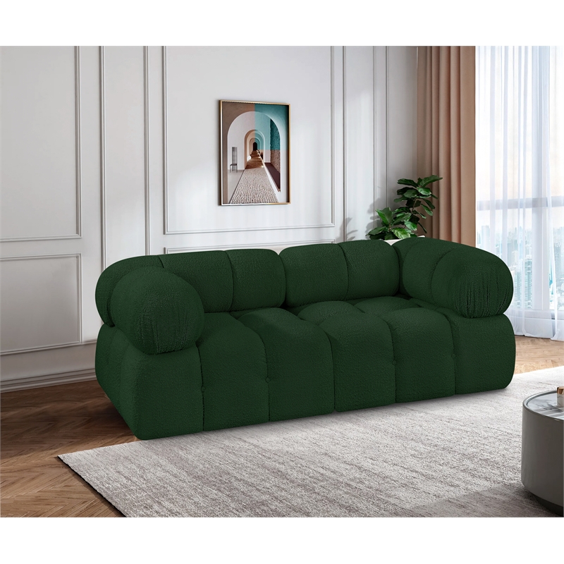 Meridian Furniture Ames Green Boucle Fabric Modular Sofa