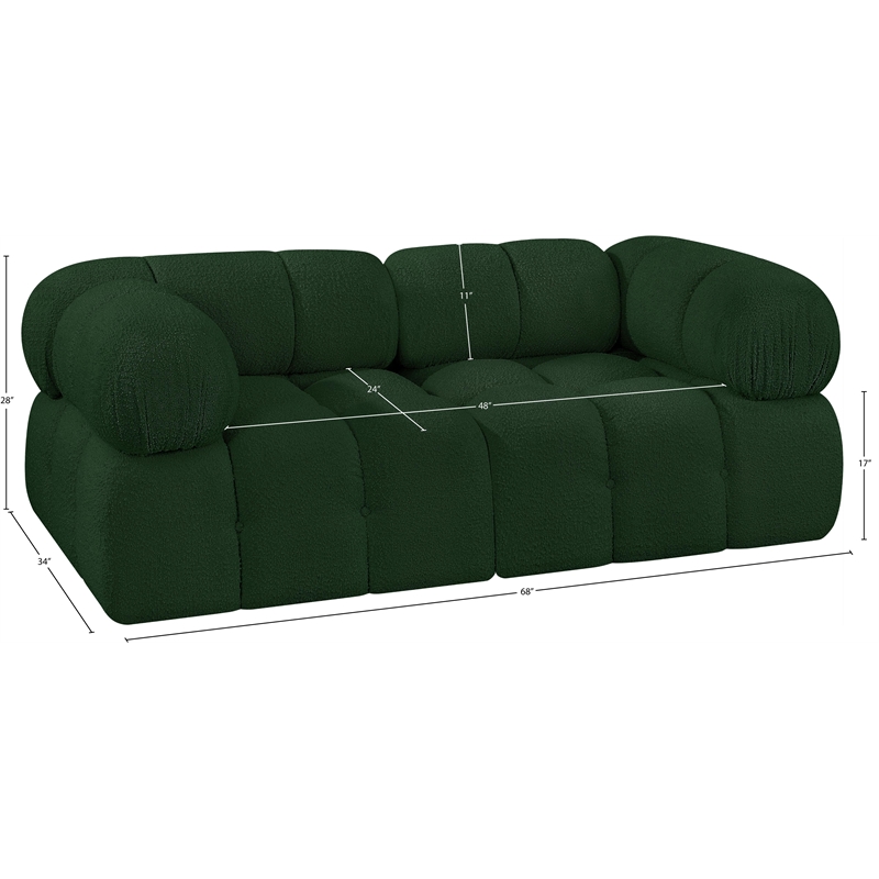 Meridian Furniture Ames Green Boucle Fabric Modular Sofa