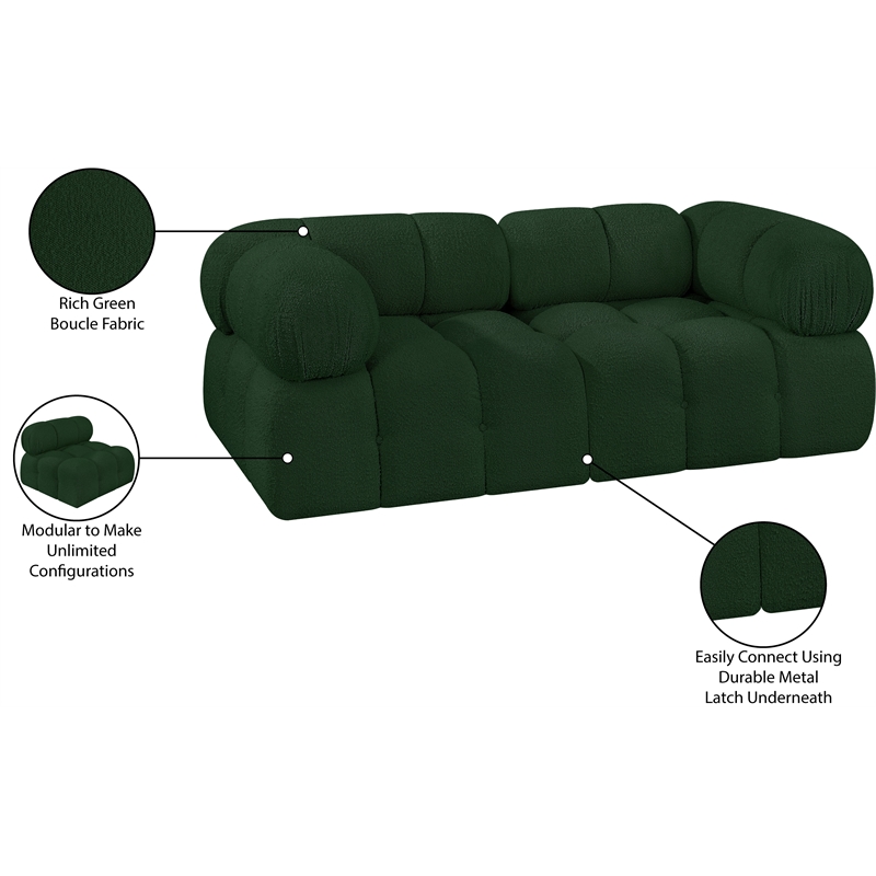 Meridian Furniture Ames Green Boucle Fabric Modular Sofa