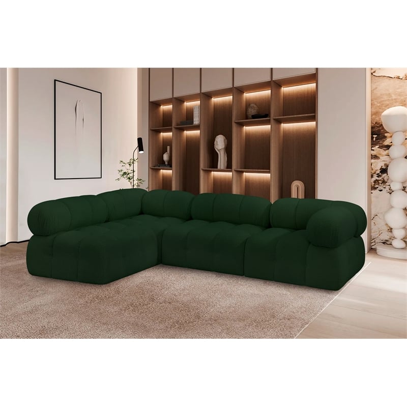 Meridian Furniture Ames Green Boucle Fabric Modular Sectional