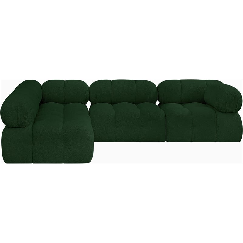 Meridian Furniture Ames Green Boucle Fabric Modular Sectional