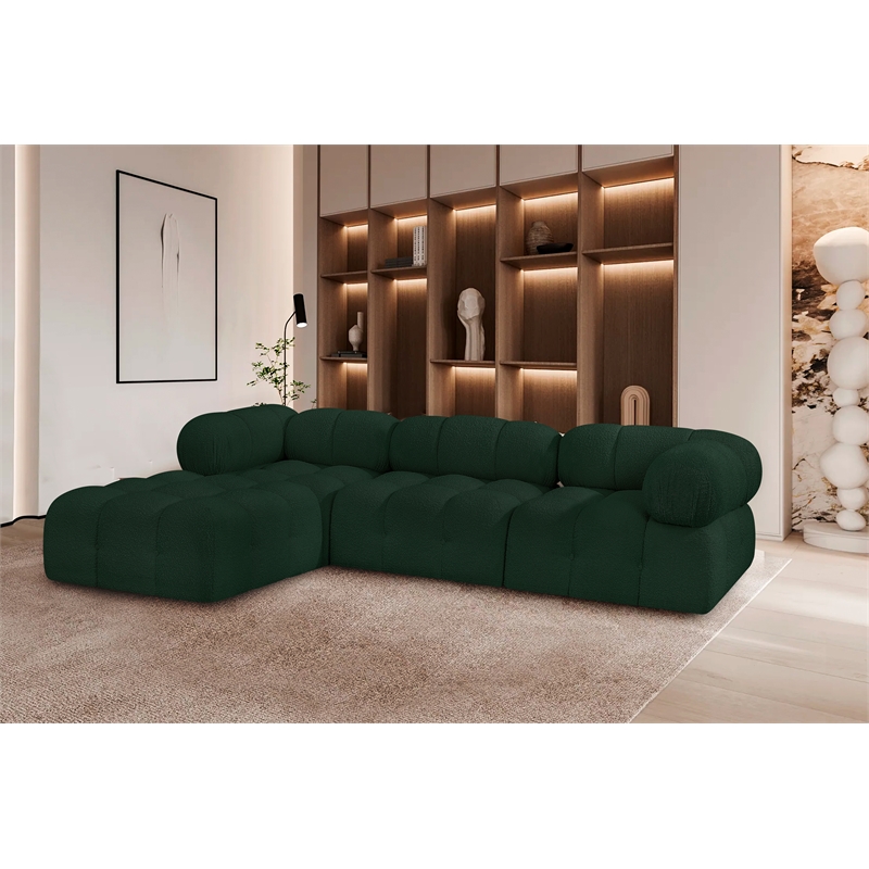 Meridian Furniture Ames Green Boucle Fabric Modular Sectional