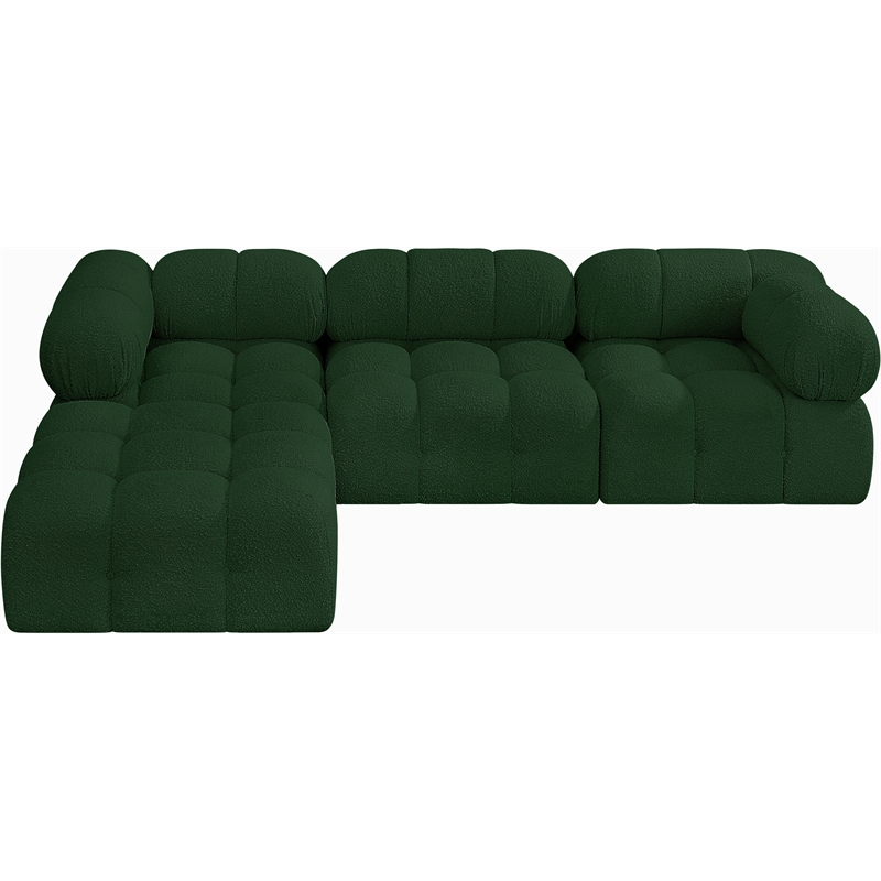 Meridian Furniture Ames Green Boucle Fabric Modular Sectional
