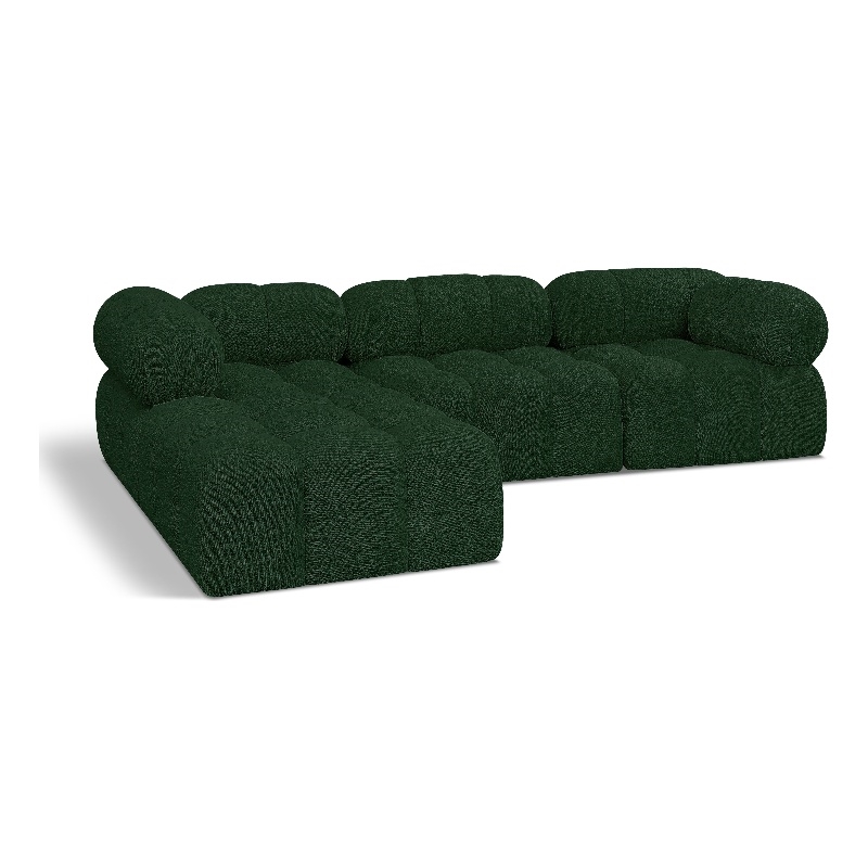 Meridian Furniture Ames Green Boucle Fabric Modular Sectional
