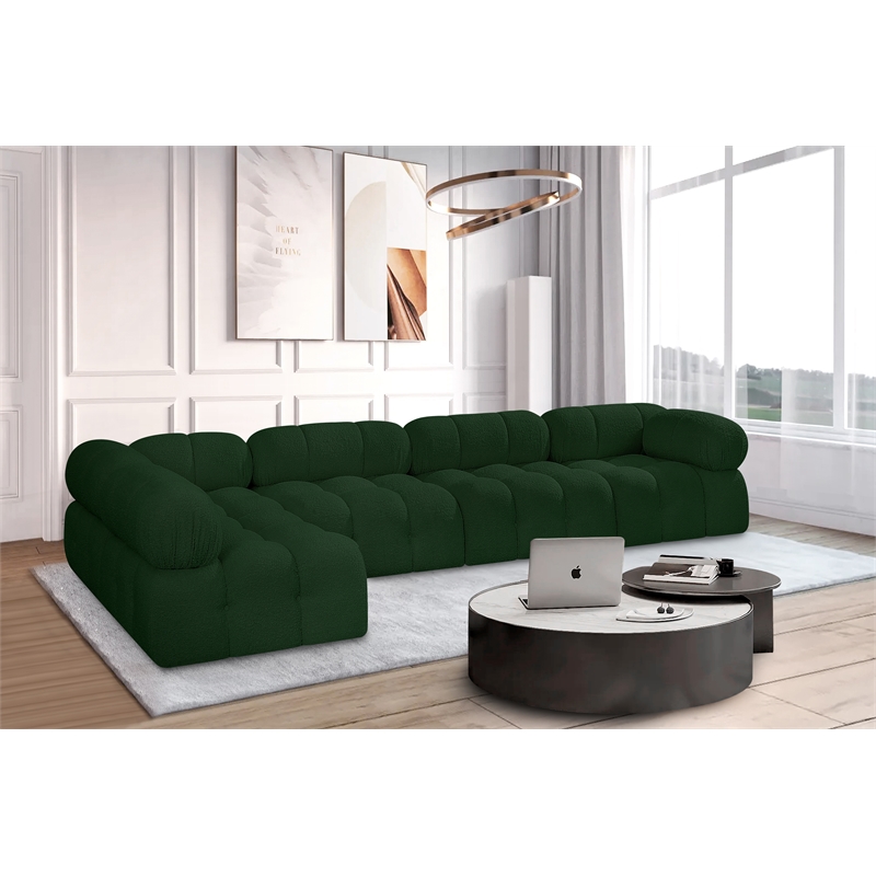 Meridian Furniture Ames Green Boucle Fabric Modular Sectional