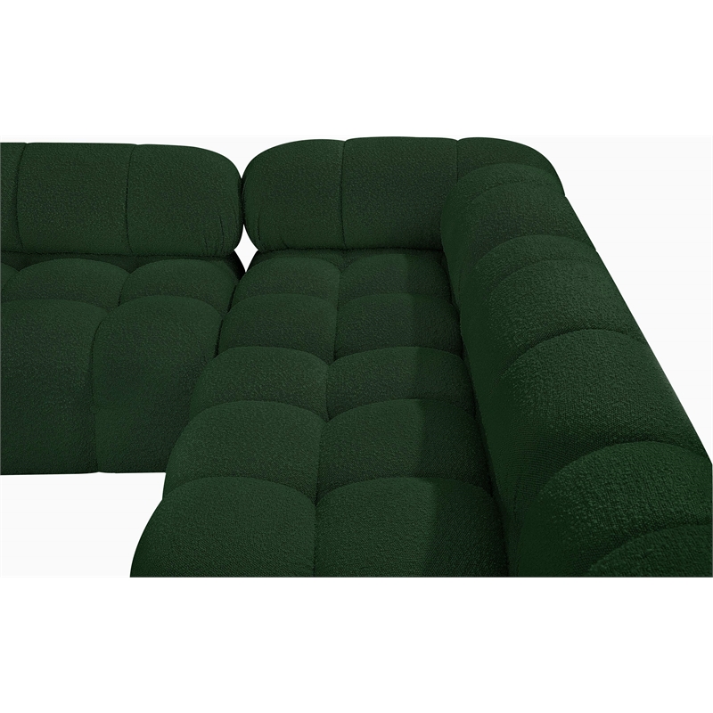 Meridian Furniture Ames Green Boucle Fabric Modular Sectional
