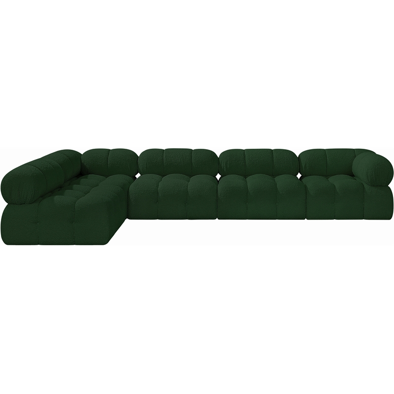 Meridian Furniture Ames Green Boucle Fabric Modular Sectional