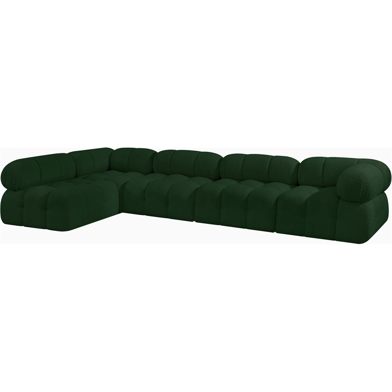 Meridian Furniture Ames Green Boucle Fabric Modular Sectional