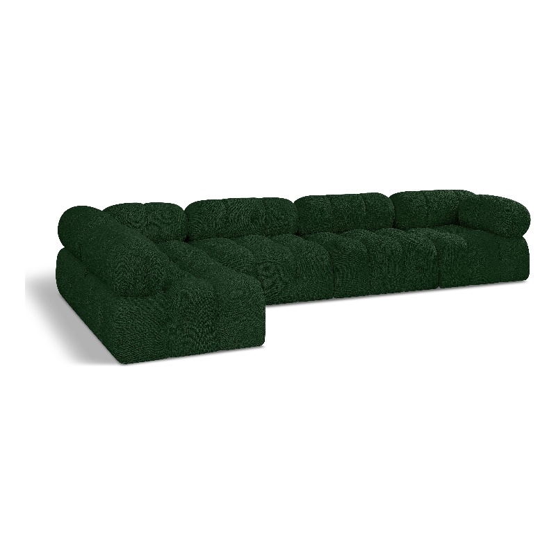 Meridian Furniture Ames Green Boucle Fabric Modular Sectional