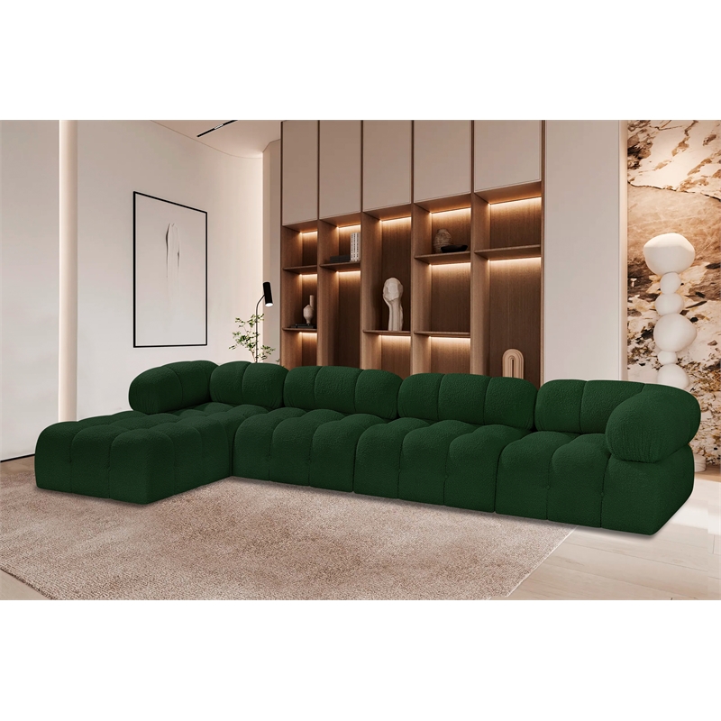 Meridian Furniture Ames Green Boucle Fabric Modular Sectional