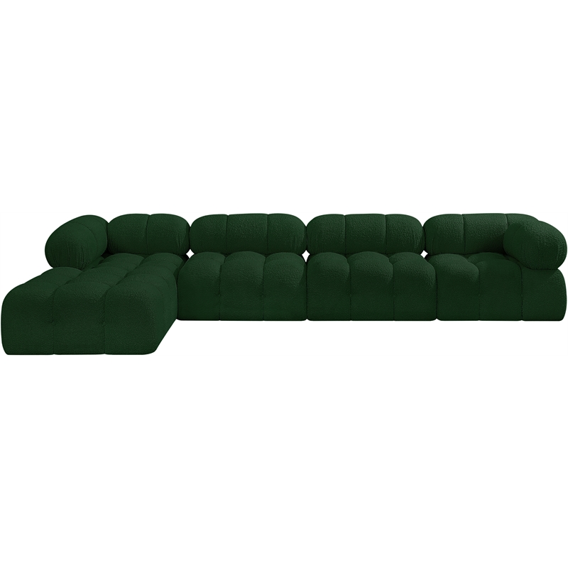 Meridian Furniture Ames Green Boucle Fabric Modular Sectional