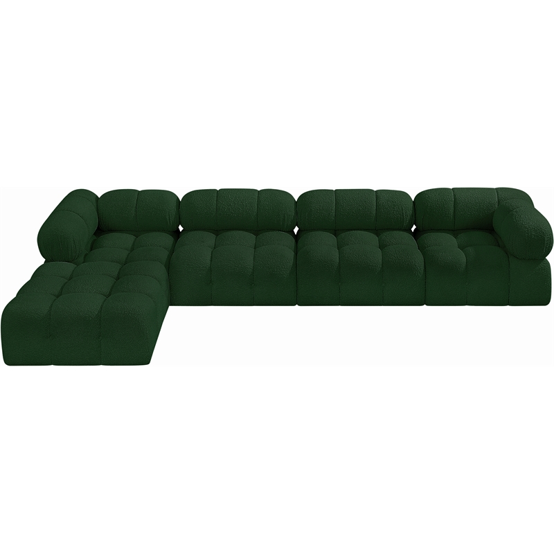 Meridian Furniture Ames Green Boucle Fabric Modular Sectional