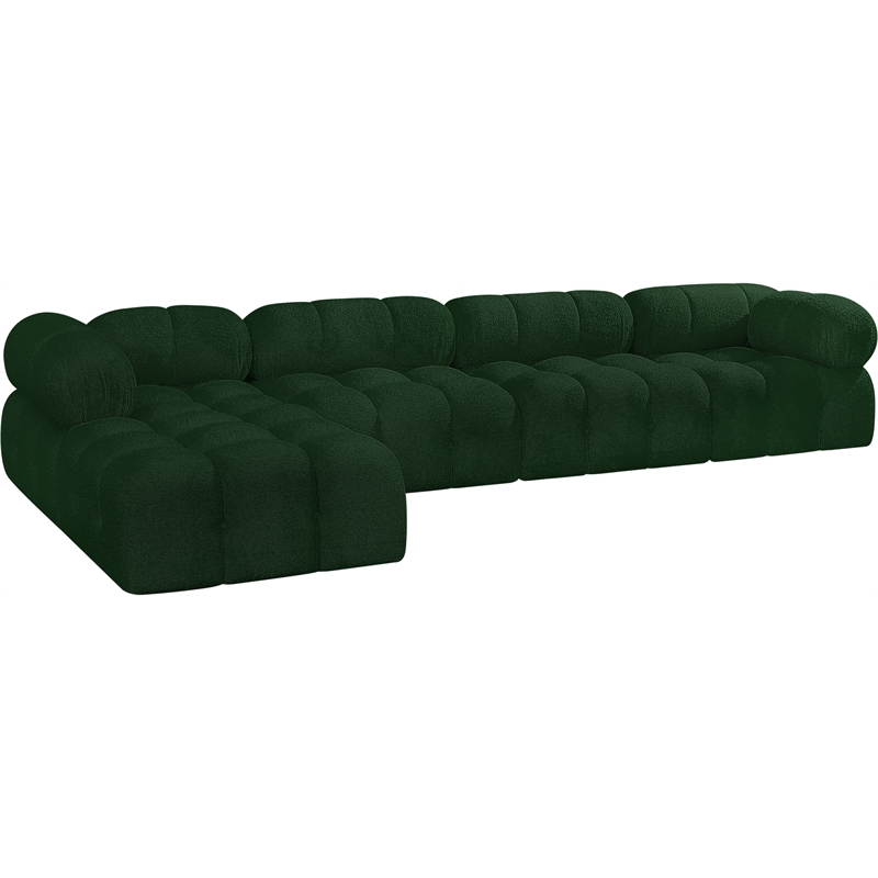 Meridian Furniture Ames Green Boucle Fabric Modular Sectional