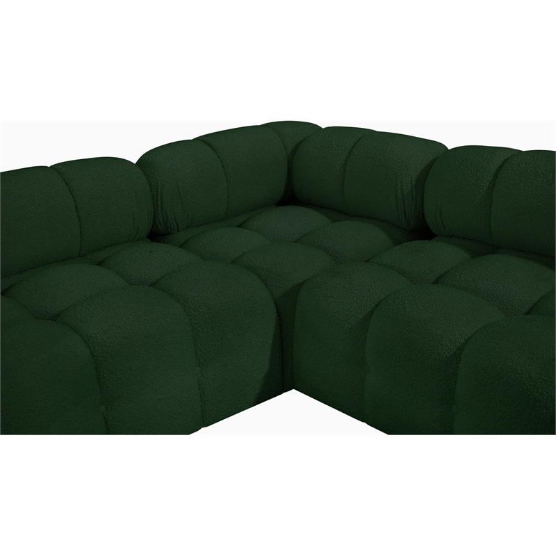 Meridian Furniture Ames Green Boucle Fabric Modular Sectional