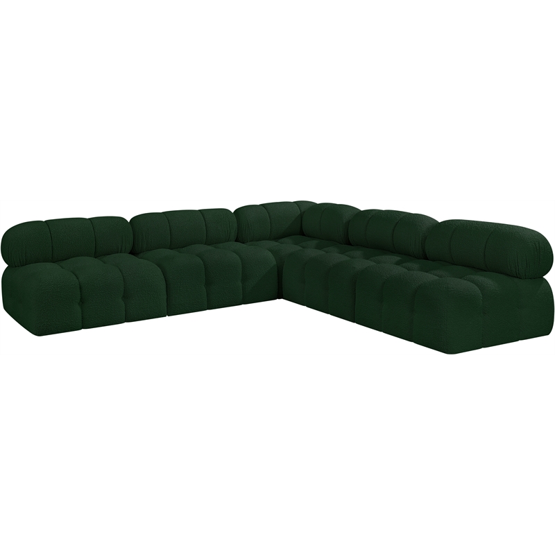 Meridian Furniture Ames Green Boucle Fabric Modular Sectional