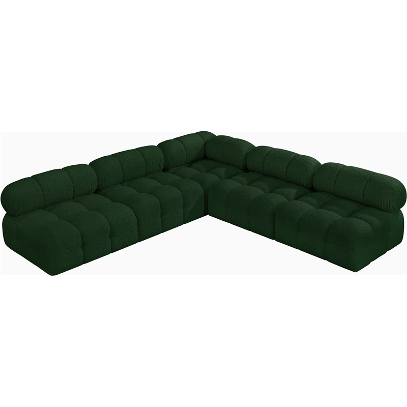 Meridian Furniture Ames Green Boucle Fabric Modular Sectional