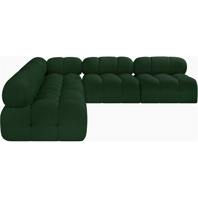 Meridian Furniture Ames Green Boucle Fabric Modular Sectional