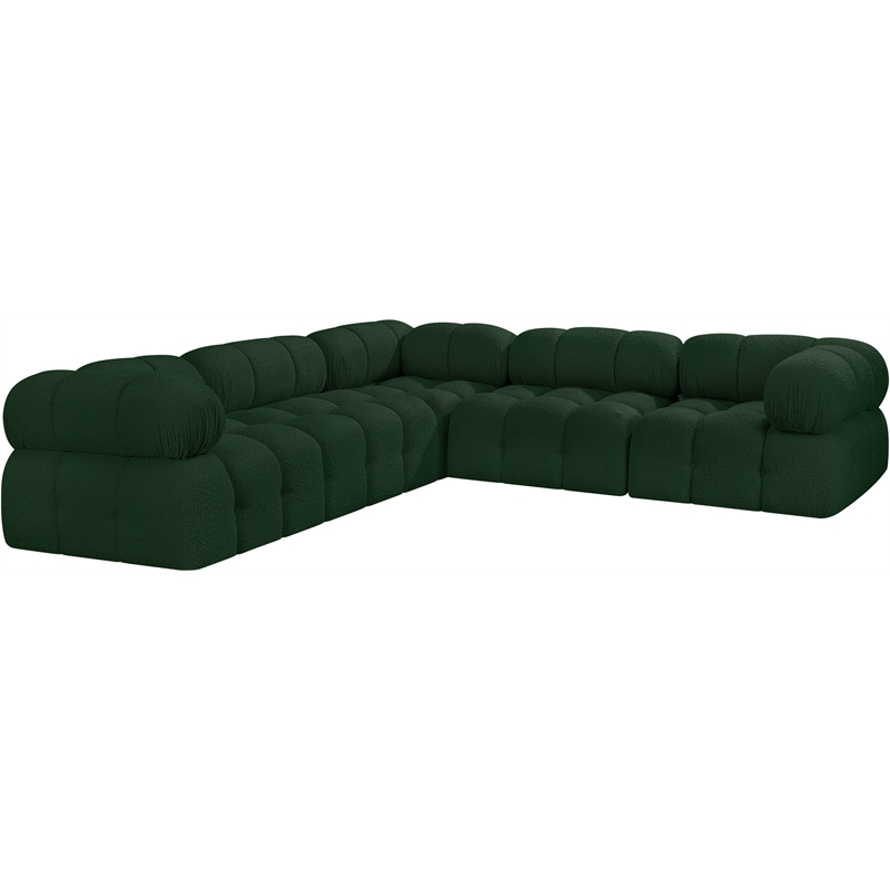 Meridian Furniture Ames Green Boucle Fabric Modular Sectional