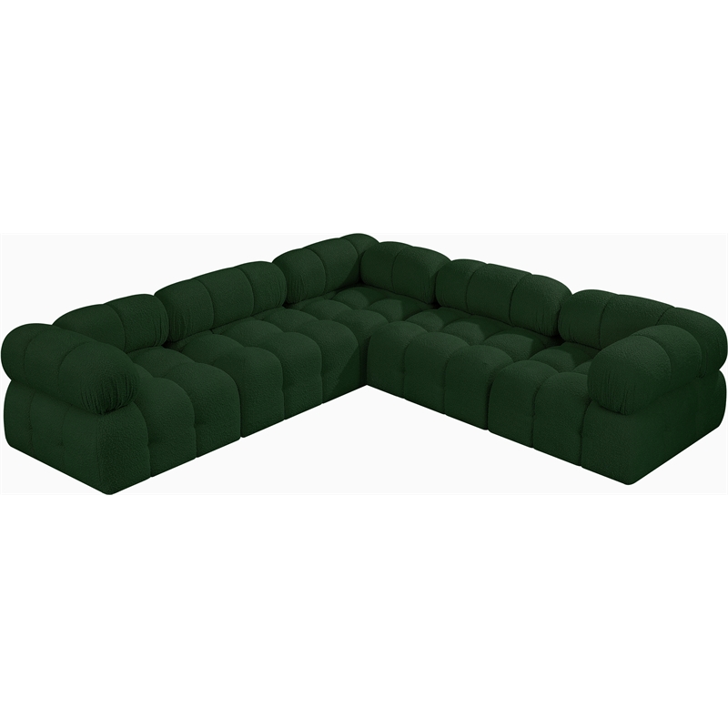 Meridian Furniture Ames Green Boucle Fabric Modular Sectional