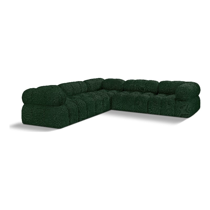 Meridian Furniture Ames Green Boucle Fabric Modular Sectional
