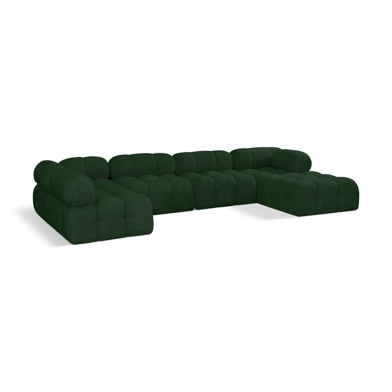 Meridian Furniture Ames Green Boucle Fabric Modular Sectional