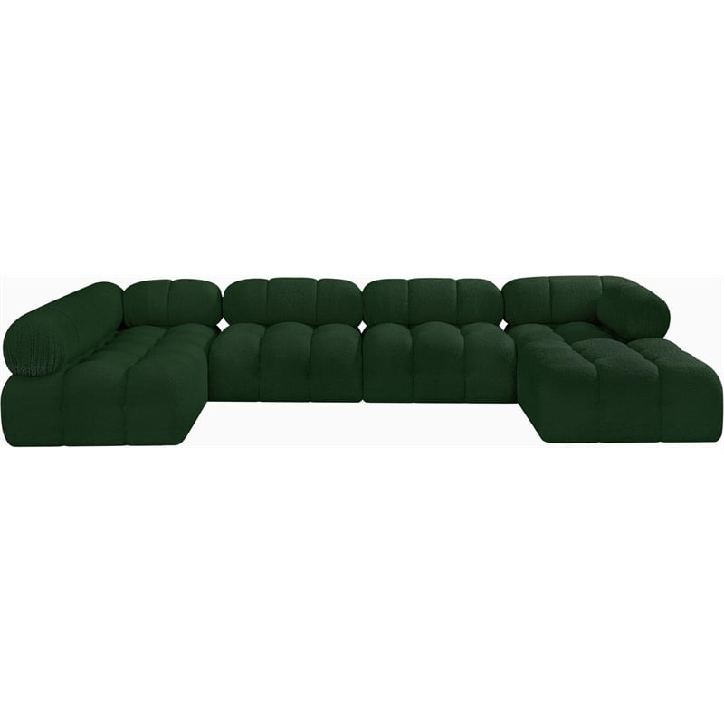 Meridian Furniture Ames Green Boucle Fabric Modular Sectional