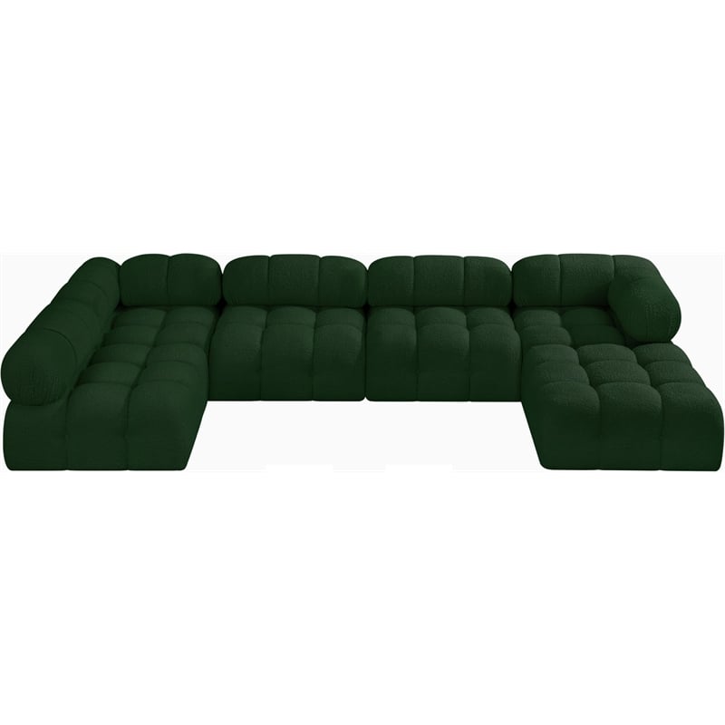 Meridian Furniture Ames Green Boucle Fabric Modular Sectional
