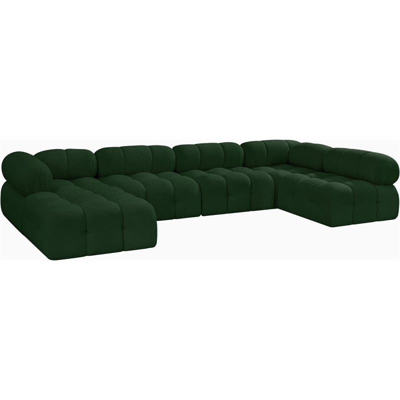 Meridian Furniture Ames Green Boucle Fabric Modular Sectional