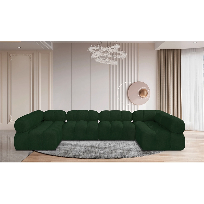 Meridian Furniture Ames Green Boucle Fabric Modular Sectional