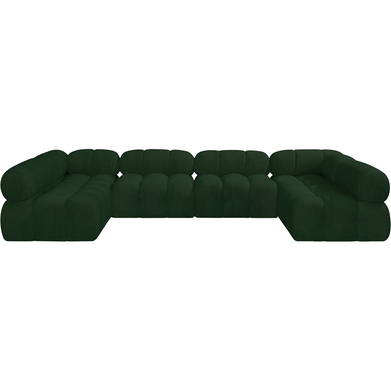 Meridian Furniture Ames Green Boucle Fabric Modular Sectional
