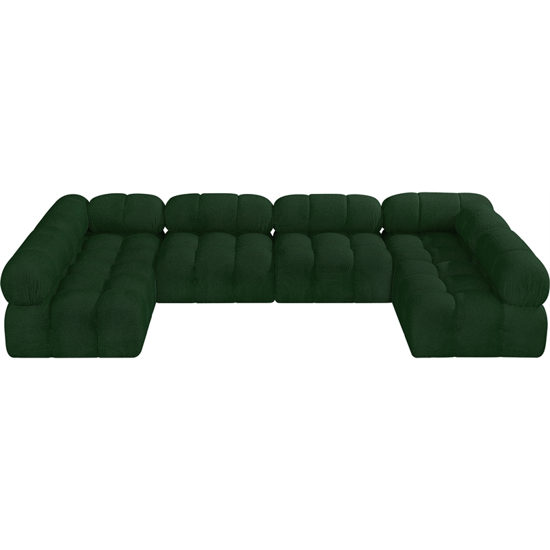 Meridian Furniture Ames Green Boucle Fabric Modular Sectional