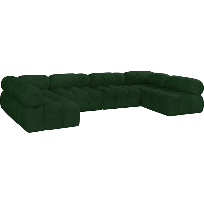 Meridian Furniture Ames Green Boucle Fabric Modular Sectional