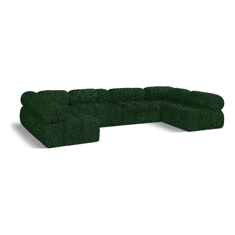 Meridian Furniture Ames Green Boucle Fabric Modular Sectional