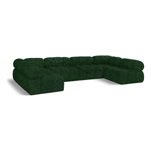 meridian furniture ames green boucle fabric modular sectional