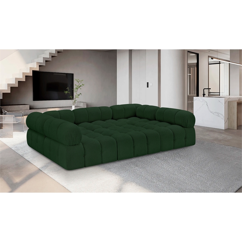Meridian Furniture Ames Green Boucle Fabric Modular Sectional