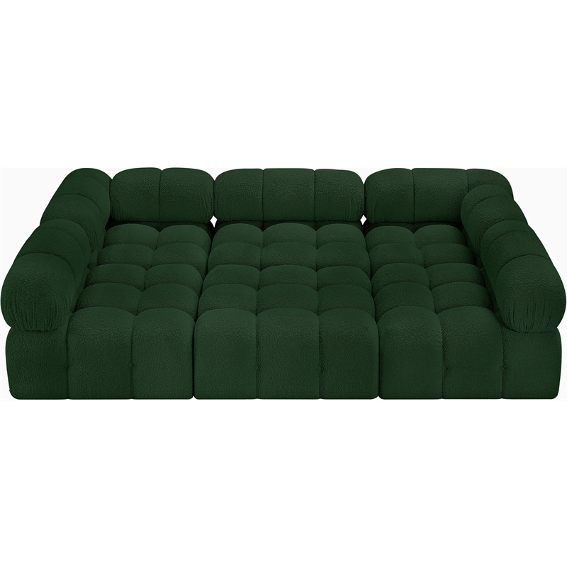 Meridian Furniture Ames Green Boucle Fabric Modular Sectional