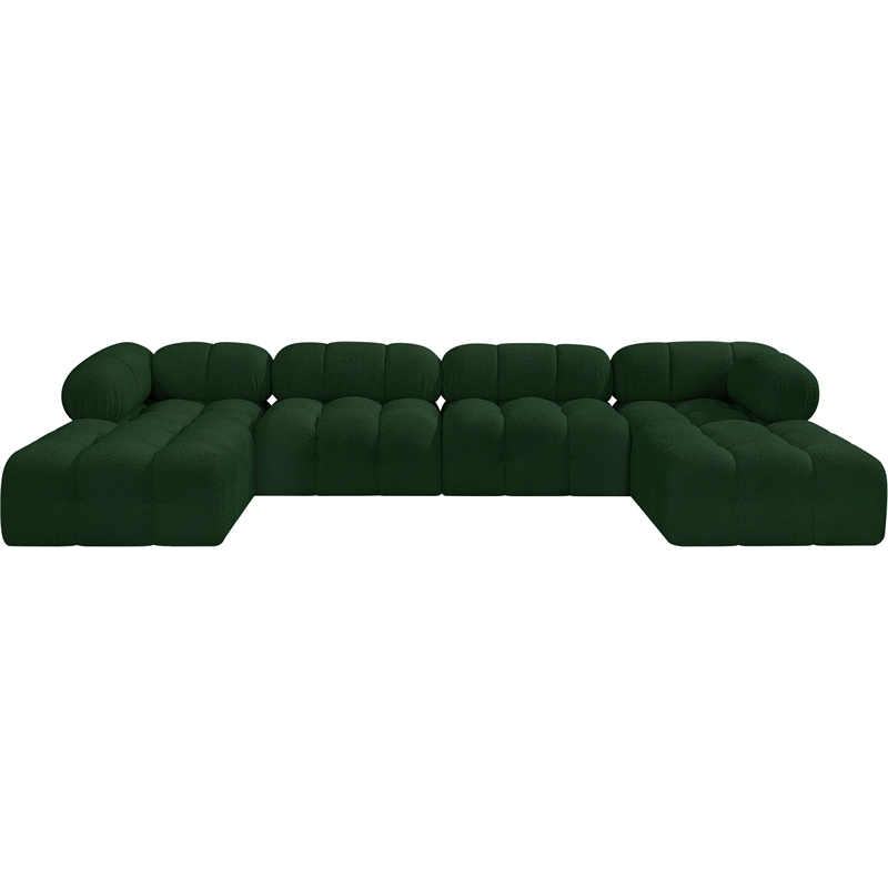 Meridian Furniture Ames Green Boucle Fabric Modular Sectional