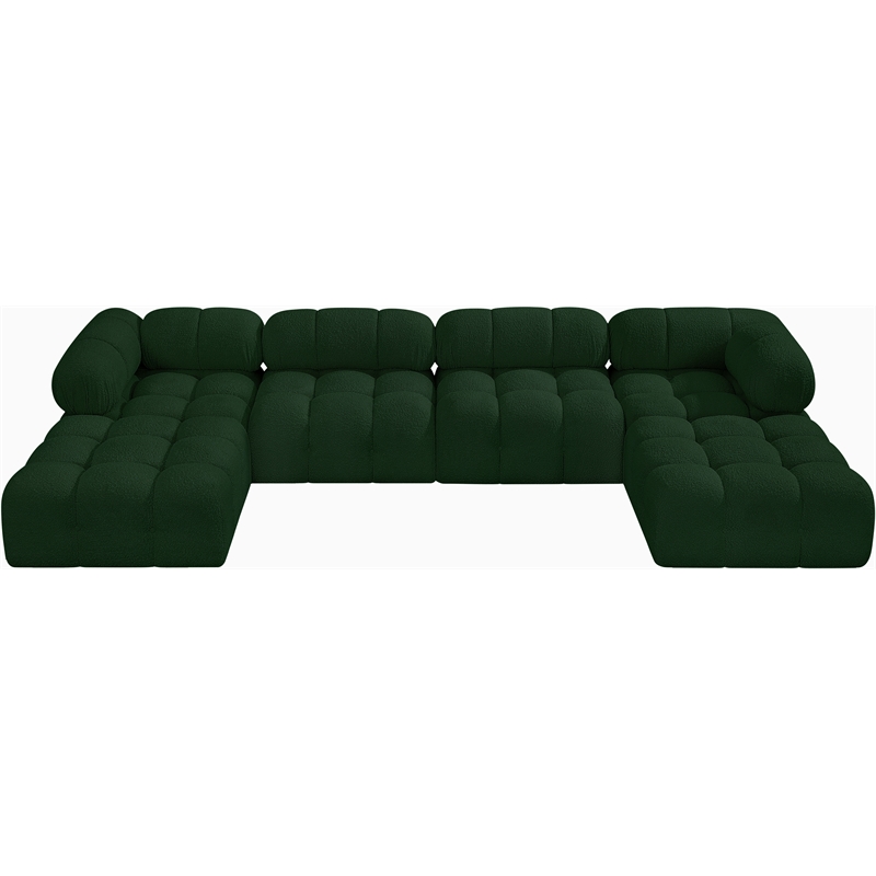 Meridian Furniture Ames Green Boucle Fabric Modular Sectional
