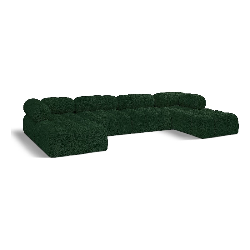 Meridian Furniture Ames Green Boucle Fabric Modular Sectional