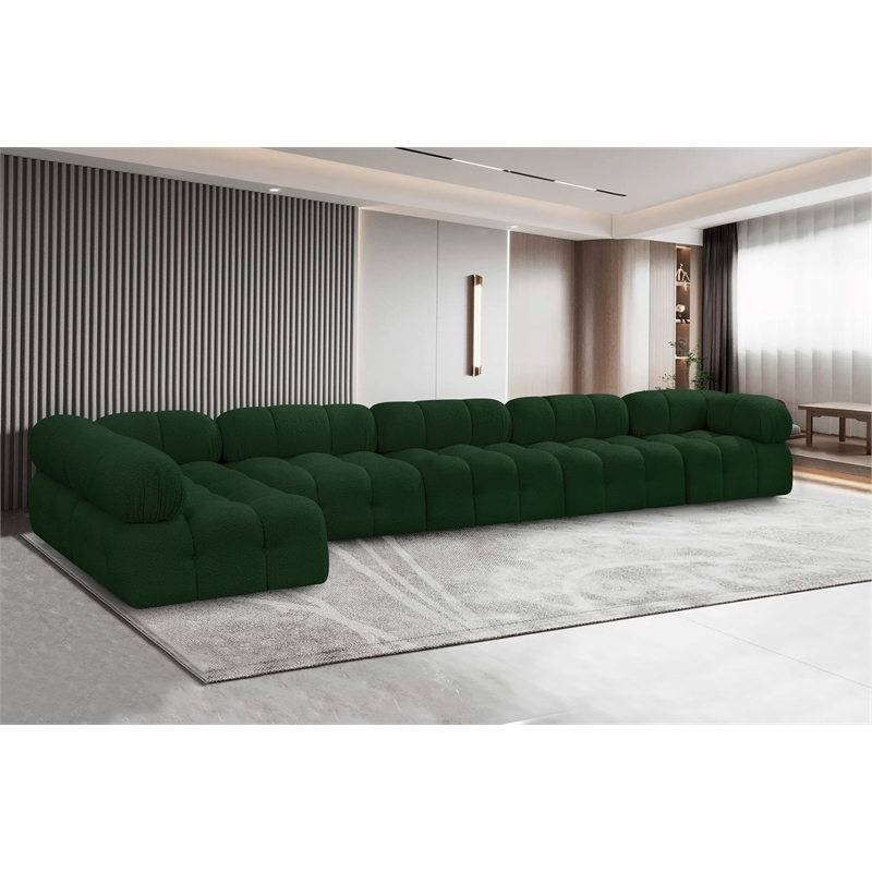 Meridian Furniture Ames Green Boucle Fabric Modular Sectional