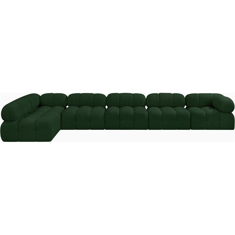 Meridian Furniture Ames Green Boucle Fabric Modular Sectional