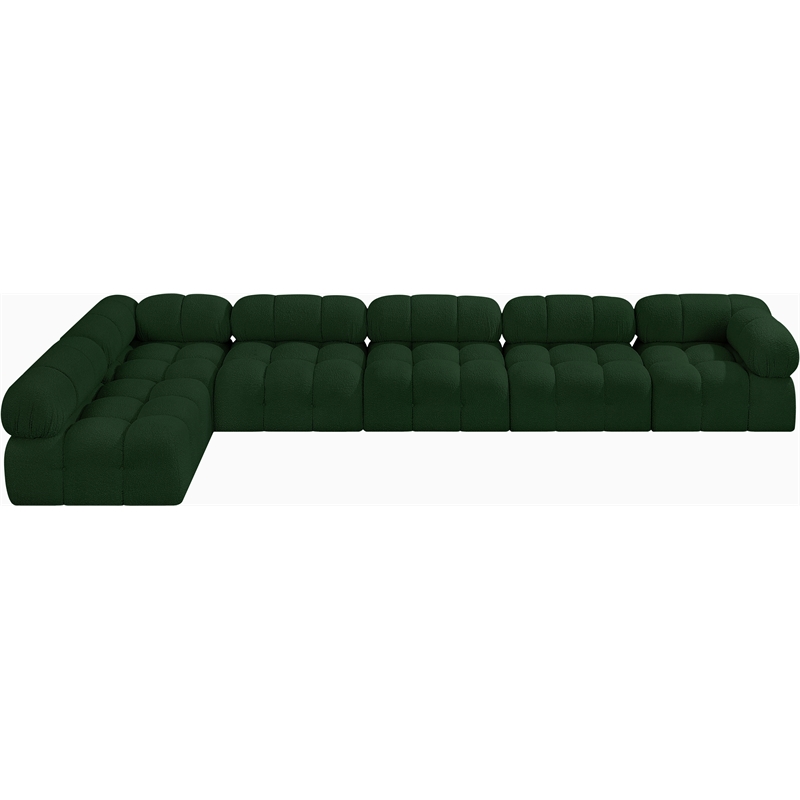 Meridian Furniture Ames Green Boucle Fabric Modular Sectional